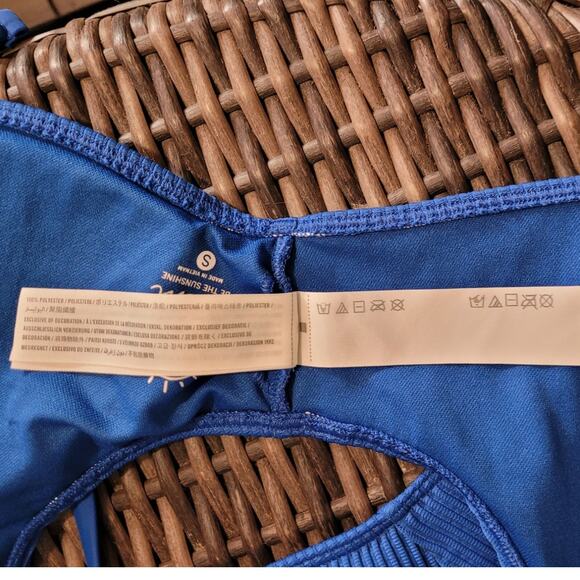 HOLLISTER Cobalt Blue Ribbed Bikini Swim Top Sz S Small Front Tie Summer Vacay - Picture 8 of 9